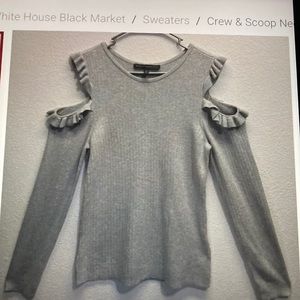 White House Black Market Gray Cut Out Shoulder Sweater| Size: M